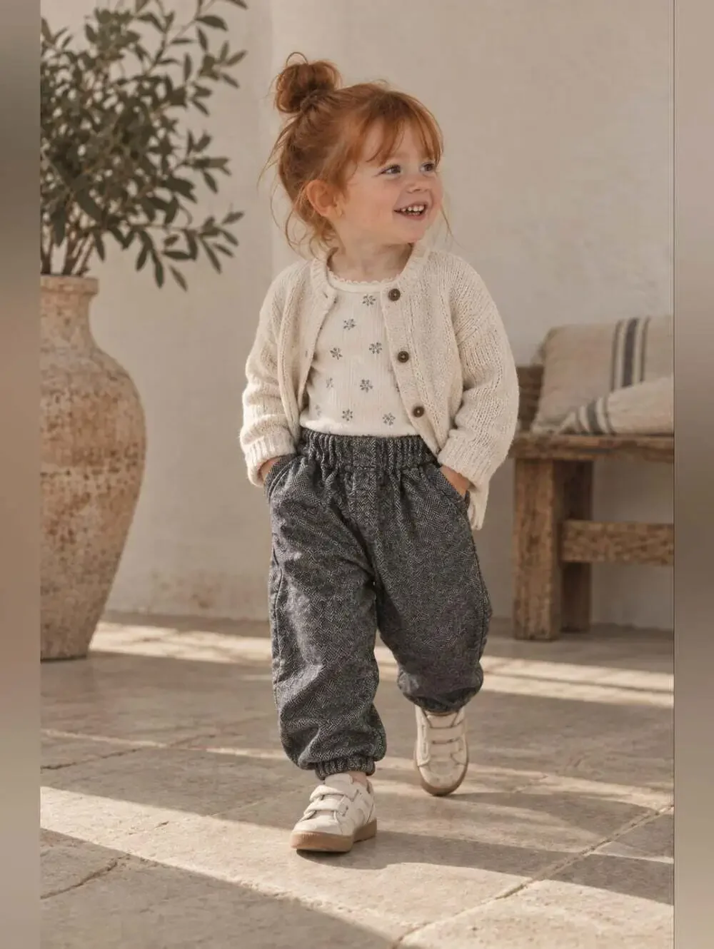 Zara Baby Girl 18-24M Gray Harem Pants Drop Crotch Trousers 92cm